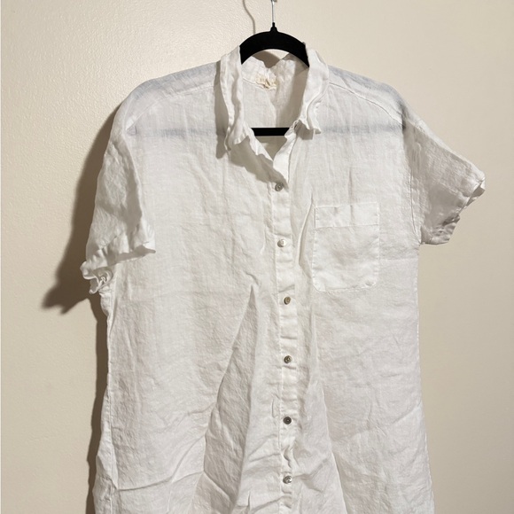 Eileen Fisher Blouse Tunic Top Small Button Down Irish Linen - Picture 3 of 7